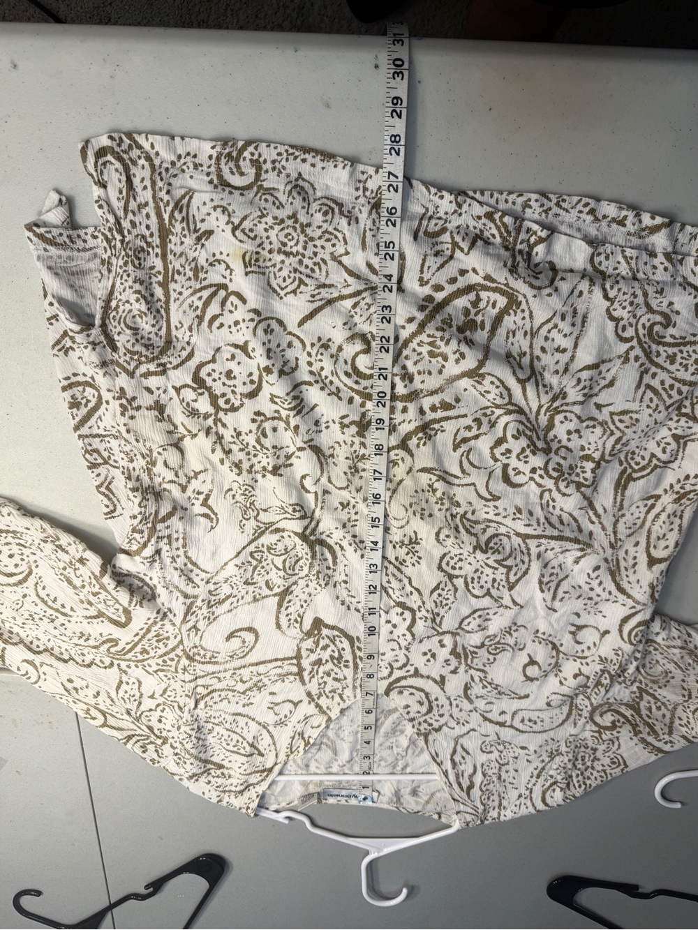 Cathy Daniels Cream and Olive Paisley V-Neck Women's Top 1X - Picture 5 of 7